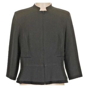 Roz & Ali Women Black Zippered‎ Flared Layered Waist Jacket Suit Coat Sz 14